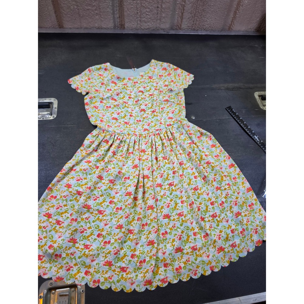 Matilda Jane Floral Scallop Hem Fit and Flare Dress Blue Red Cottage $78 Size 6
